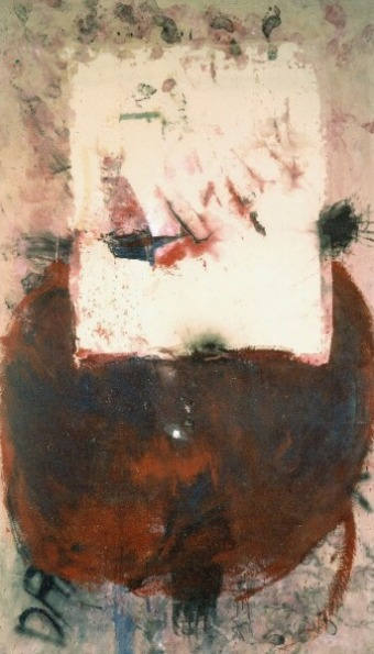 Raum vor Rot. Eitempera auf Nessel, 280x160cm, 1985